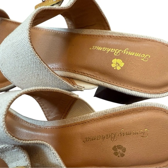 Tommy Bahama Trista Linen Block Heel Sandals Size 8.5 - Picture 4 of 8